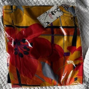 NWT Raj silk Floral Yellow and Red Scarf 28 x28